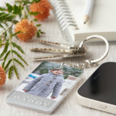 I Love You Daddy モダン Gray 2 Photo キーホルダー (正面右)