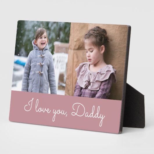I Love You Daddy Pink Script 2フォトコラージュ フォトプラーク (側面)