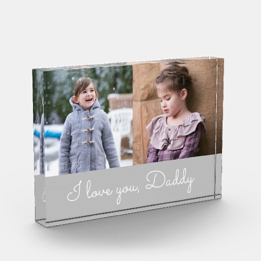 I Love You Daddy Script Gray 2 Photo Collage Block フォトブロック (左)