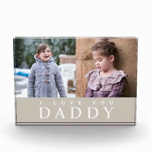 I Love You Daddy Taupe 2 Photo Collage Block フォトブロック (正面)