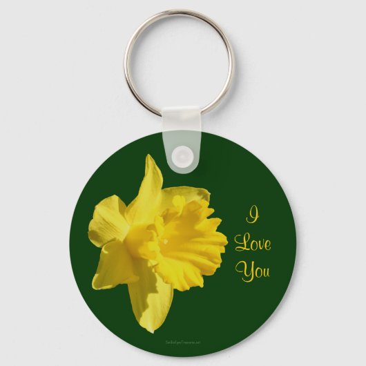 I Love You Daffodil Flower Photo Keychain キーホルダー (正面)