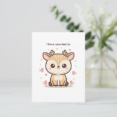 I Love You Deerly Cute Puchi Dōshi Deer Christma ポストカード (スタンド正面)