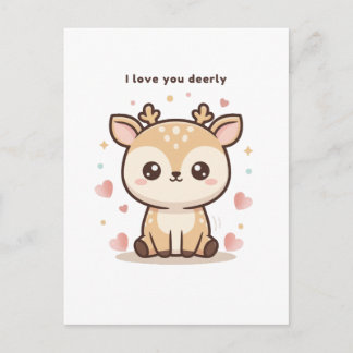 I Love You Deerly Cute Puchi Dōshi Deer Christma ポストカード