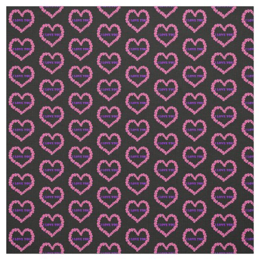 I Love You Fabric Black Background ファブリック (見本)
