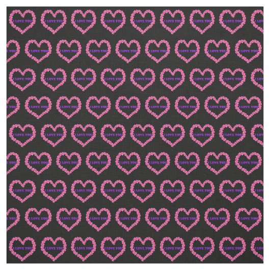 I Love You Fabric Black Background ファブリック (見本)