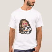 I love you football, woman with dreadlocks tシャツ (正面)