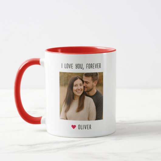 I Love You Forever Custom Name Couple Photo マグカップ (左)