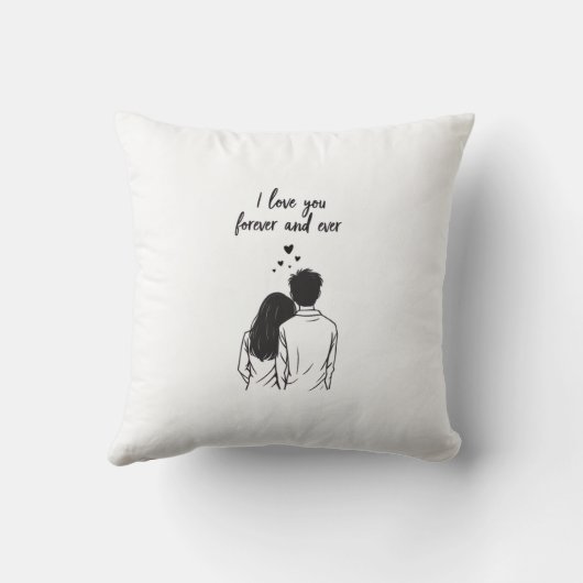 I Love You Forever Romantic Line Art Pillow クッション (裏面)