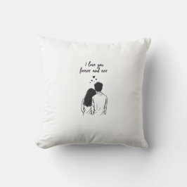 I Love You Forever Romantic Line Art Pillow クッション