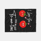 I Love You From My Head Tomatoes Funny Valentine S フリースブランケット (正面(横))