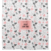 I Love You Gift Hand Drawn Heart Shower Curtain シャワーカーテン (正面)