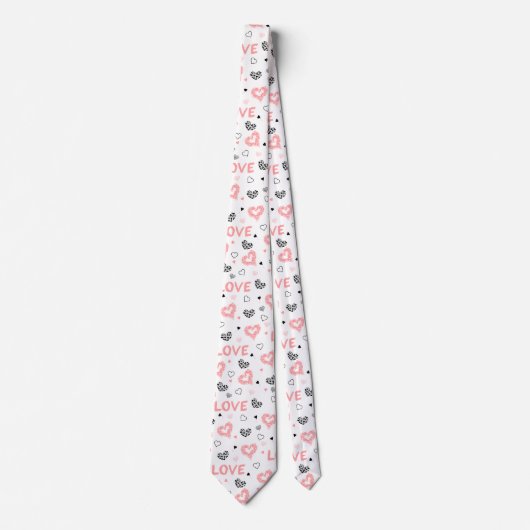 I Love You Gift Hand Drawn Heart Tie for Him ネクタイ (正面)