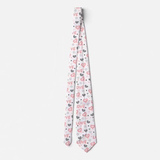 I Love You Gift Hand Drawn Heart Tie for Him ネクタイ (裏面)