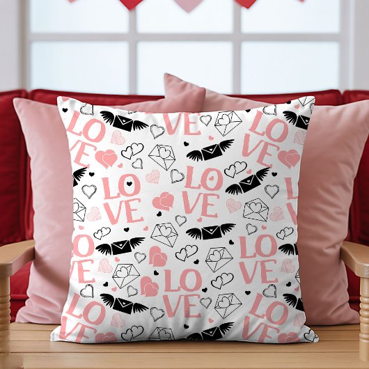 I Love You Gift Pillow Romantic Heart Sketch Desig クッション
