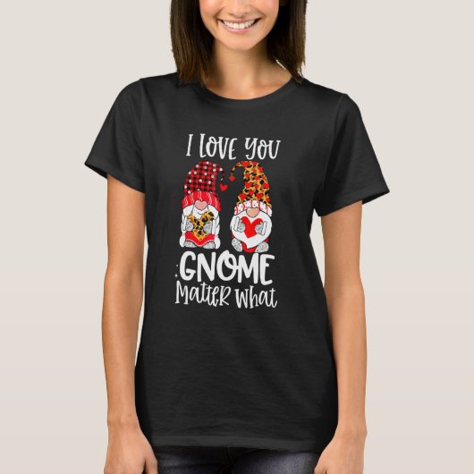 I Love You Gnome Matter What Buffalo Plaid Valenti Tシャツ (正面)