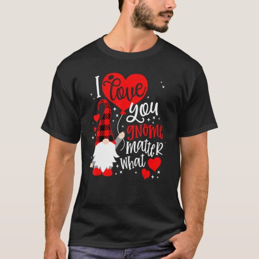 I Love You Gnome Matter What Buffalo Plaid Valenti Tシャツ (正面)