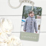 I Love You Grandad Sage Green モダン 2 Photo キーホルダー<br><div class="desc">カスタムパーソナライズされたPhotos I Love You Grandad Sage Greenモダン 2 Photo Keychain.前面と背面の子供の写真でパーソナライズ。</div>