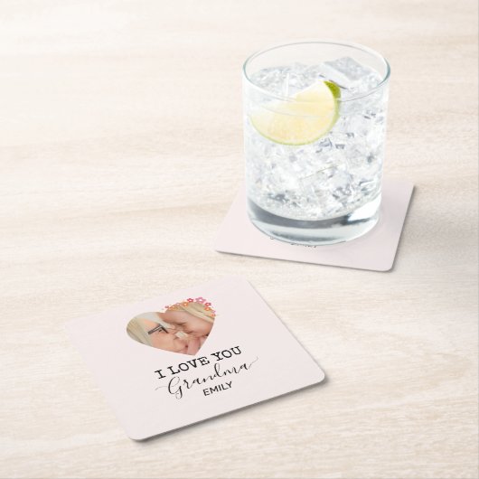 I Love You Grandma | Personalized Paper Coaster スクエアペーパーコースター (インサイチュ)