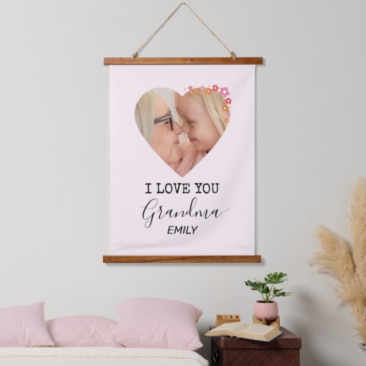 I Love You Grandma | Wood Topped Wall Tapestry 吊り下げ型タペストリー (寝室)