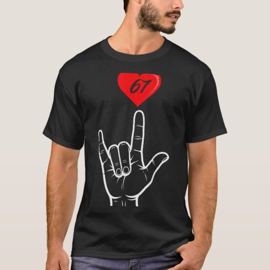 I Love You Hand Sign Asl Heart 67 Women Kids Men V Tシャツ (正面)
