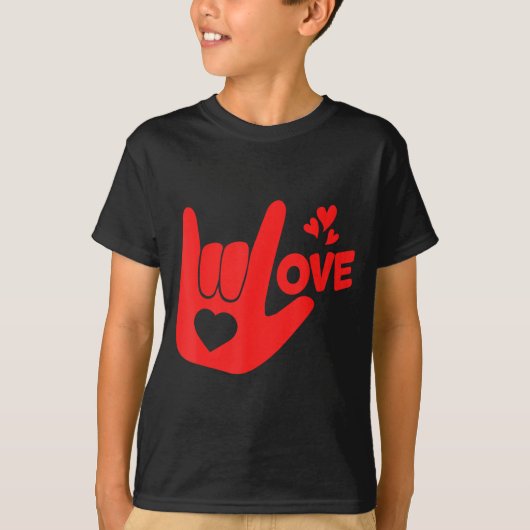 I Love You Hand Sign Asl Valentine' Day Funny Wome Tシャツ (正面)