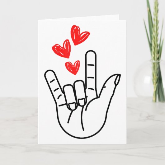I-love You Hand Sign Heart Women Girls Valentines  カード (正面)