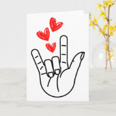 I-love You Hand Sign Heart Women Girls Valentines  カード (黄色い花)