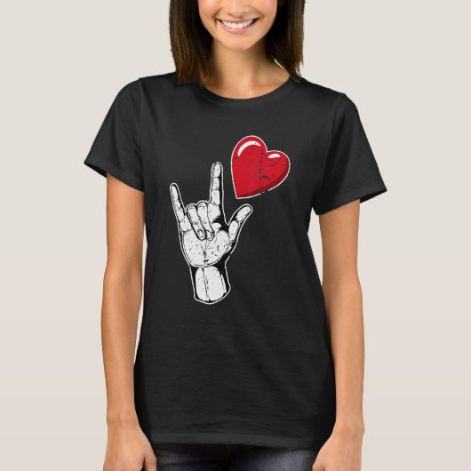 I Love You Hand Sign Valentines Day Shirt Language Tシャツ (正面)
