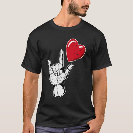 I Love You Hand Sign Valentines Day Shirt Language Tシャツ (正面)