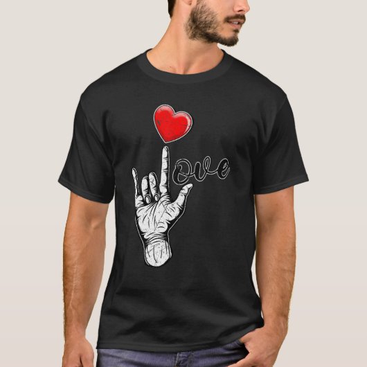 I Love You Hand Sign Valentines Day Shirt Language Tシャツ (正面)