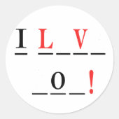 I Love You-Hangmanスタイルby Shirley Taylor ラウンドシール (正面)