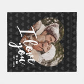 I Love You Heart Photo & Initials フリースブランケット (正面(横))