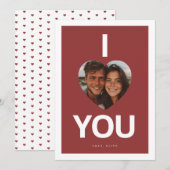 I Love You Heart Photo Valentine シーズンカード (正面/裏面)