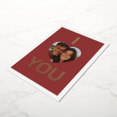 I Love You Heart Photo Valentine 箔シーズンカード (回転した状態)