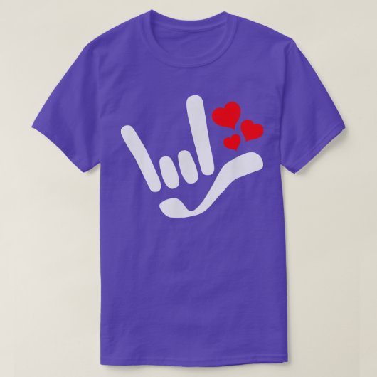 I Love You Ily American Sign Languageデザイン Tシャツ (デザイン正面)