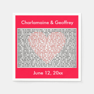 I Love You in 100 Languages赤いハート紙ナプキン スタンダードカクテルナプキン