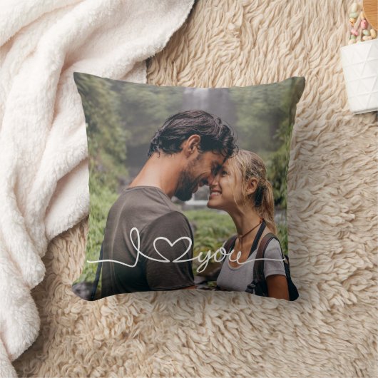 I Love You in White Script with Heart Custom クッション (ブランケット)