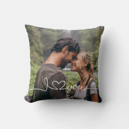 I Love You in White Script with Heart Custom クッション