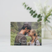 I Love You in White Script with Heart Custom シーズンポストカード (スタンド正面)