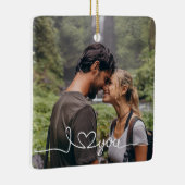 I Love You in White Script with Heart Custom セラミックオーナメント (右)