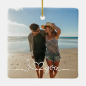 I Love You in White Script with Heart Custom セラミックオーナメント (裏面)