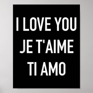 I Love You Je Taime Ti Amo多言語引用文 ポスター
