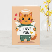 I Love You Kitty Angel Card カード (黄色い花)