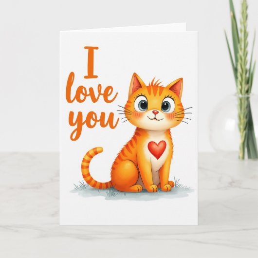 I Love You Kitty Cat Card カード (正面)