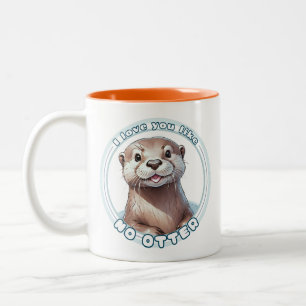 I Love You Like No Otter：可愛い水色オッター ツートーンマグカップ