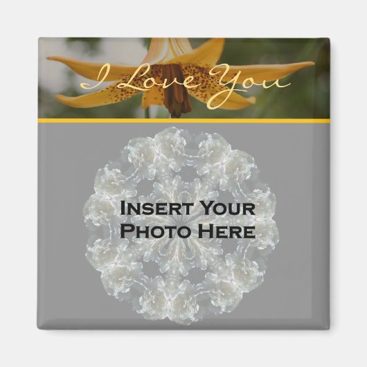 I Love You Lily Flower Personalized Photo  マグネット (正面)