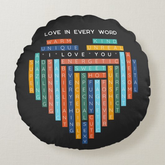 I Love You - Love Word Quest -ハートパズル ラウンドクッション (正面)