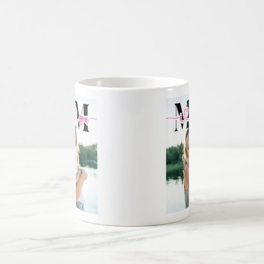 I Love You Momハートタイポグラフィ写真 コーヒーマグカップ (中央)