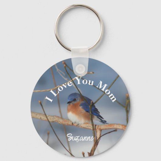 I Love You Mom Bluebird Personalized キーホルダー (正面)