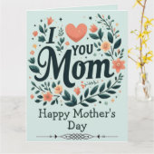 ​I Love You Mom Floral Wreath - Happy Mother's Day カード (黄色い花)